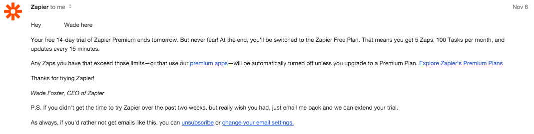 Customer Onboarding with Zapier Asking for the Sale Email