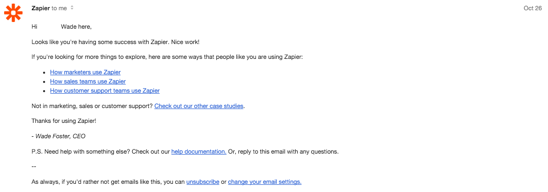 Customer Onboarding with Zapier Pro Tip Email